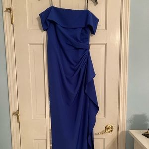 Blue evening dress. Size 10, never worn, tag still on.